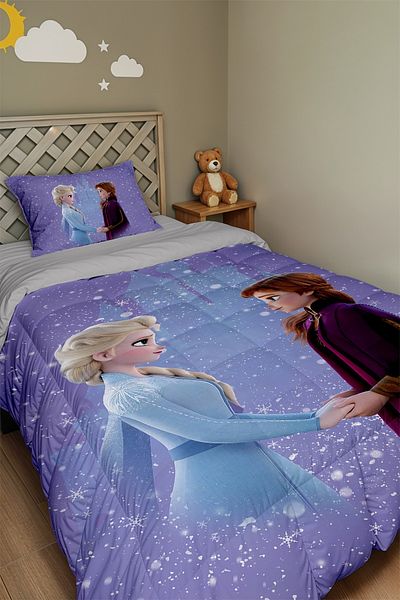 EVPANYA Cuvertură și fată de pernă cu model Elsa Anna Raining Snowy