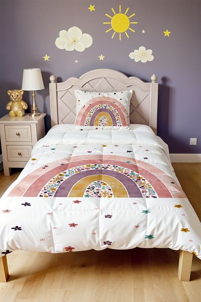 EVPANYA Flower Rainbows Patterned Single Duvet and Pillowcase