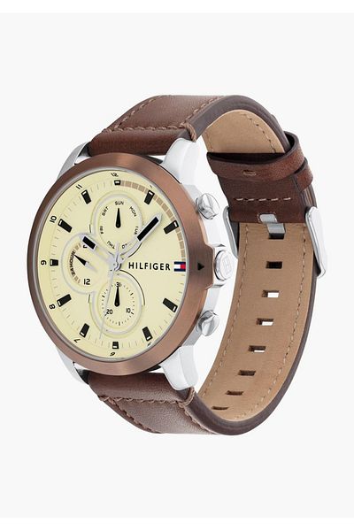 Tommy Hilfiger Men watch 1792053 Jameson, Silver Tone + Gold Crown with Cream dial, mechanism Quartz