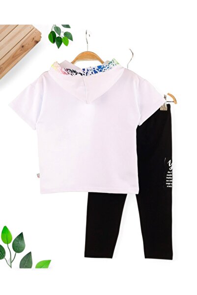 Egelite Girl's Summer Tracksuit 6-7-8-9-10 Years Old Hooded Tights Summer Bottom Top Set