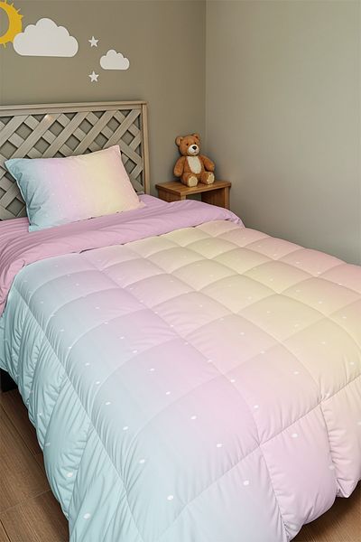 EVPANYA Powder Color Transition Points Patterned Single Duvet and Pillow Case