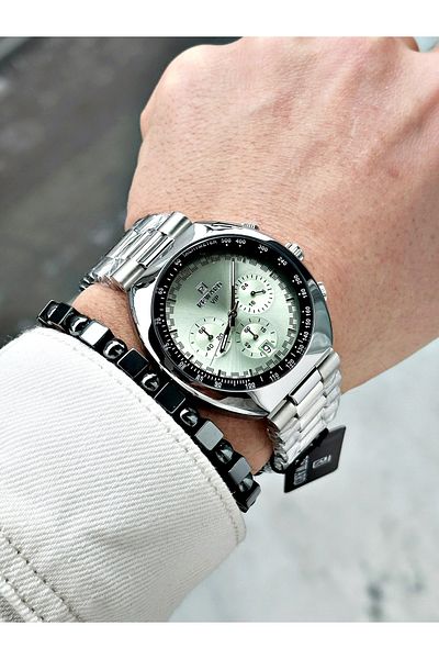 Reward Silver Color Large Case Sports Model Function Men's Wristwatch + Bracelet