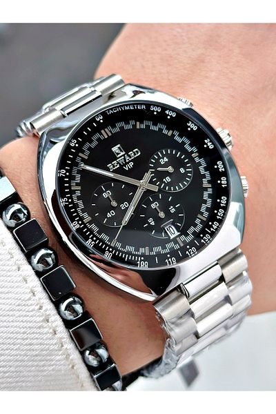 Reward Silver Color Large Case Sports Model Function Men's Wristwatch + Bracelet