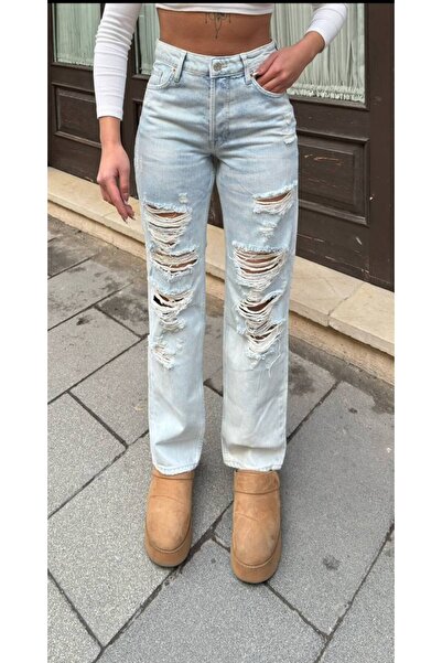 ayday butik Yırtık straight jeans