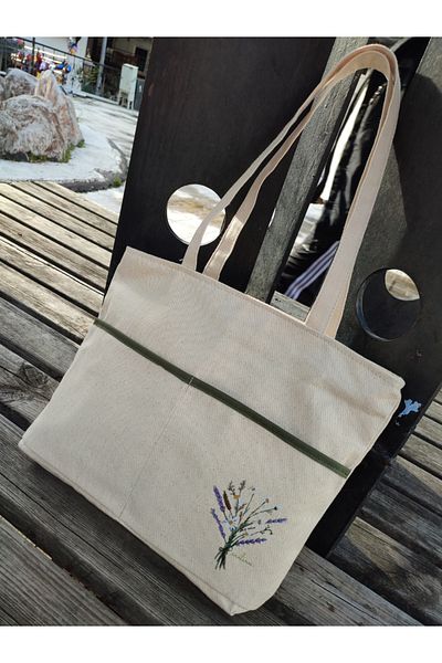 JANJAN Canvas Bag, Zippered, Front Pocket, Inner Pocket Canvas Tote Bag