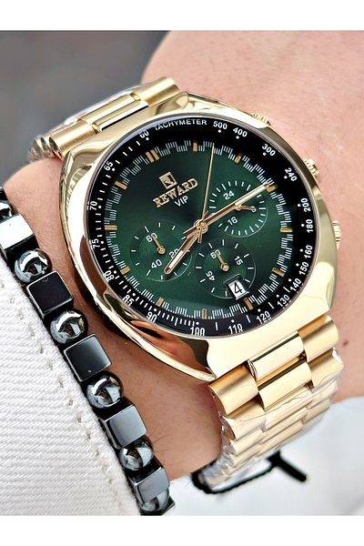 Reward Silver Color Large Case Sports Model Function Men's Wristwatch + Bracelet