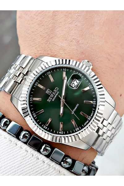 Reward Silver Color Mechanism Business Automatic Men's Wrist Watch + Bracelet