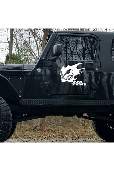MIGNATIS Autocolant pentru accesorii pentru vehicule No Fear Sponsor Skull 45cm - Alb