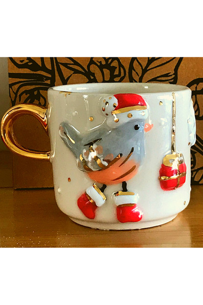 SeraSelin 24 Ayar Altın Işlemeli Noel Yılbaşı Kuşu Kabartmalı, El Yapımı 240 ...