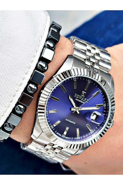 Reward Silver Color Mechanism Business Automatic Men's Wrist Watch + Bracelet