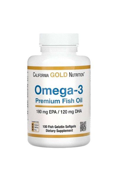 Omega Premium Omega-3 Fish Oil - 100 Fish Gelatin Softgels 180 EPA/120 DHA