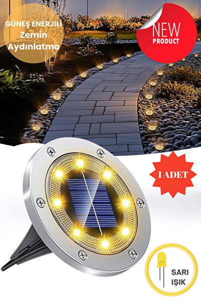 TechnoSmart Solar 1Adet Yeni Model Zemin Bahçe Aydınlatma Güneş Enerjili Çeli...