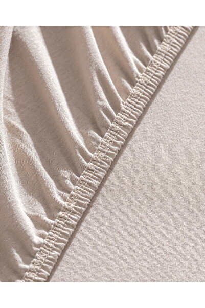 Madame Coco Valeria Bettlaken, elastisch, gekämmte Baumwolle, Kingsize, Dunkelbeige