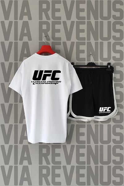 Vordevia UFC -Ultimate Fighting, μπλουζάκι με λαιμόκοψη από 100% βαμβάκι με στάμπα μπροστά και πίσω και αθλητικό σορτς