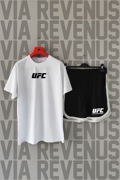 Vordevia UFC -Ultimate Fighting, μπλουζάκι με λαιμόκοψη από 100% βαμβάκι με στάμπα μπροστά και πίσω και αθλητικό σορτς