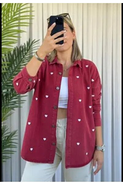 Masal Premium Kalp Detaylı Kot Gömlek