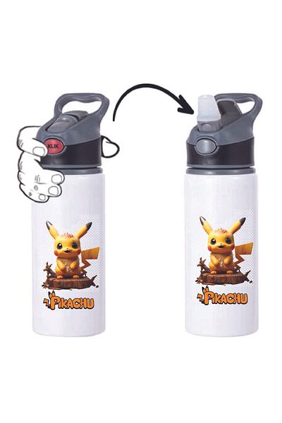 DKDZ SHOP Pikachu Printed Water Bottle with Straw -650Ml. - 003