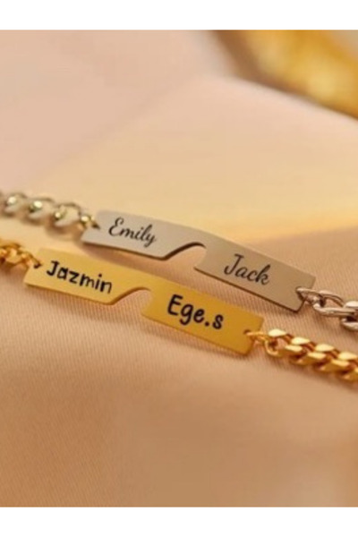 HEEDOF Kişiye Özel Tasarım Çift Kalp Bileklik, İsim Yazılı Bileklik, Çift Bil...