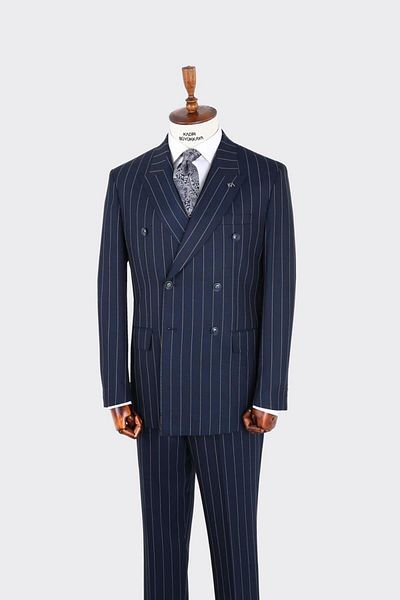 Kadir Büyükkaya Men's Swallow Collar Double Breasted Suit-Kax1276W