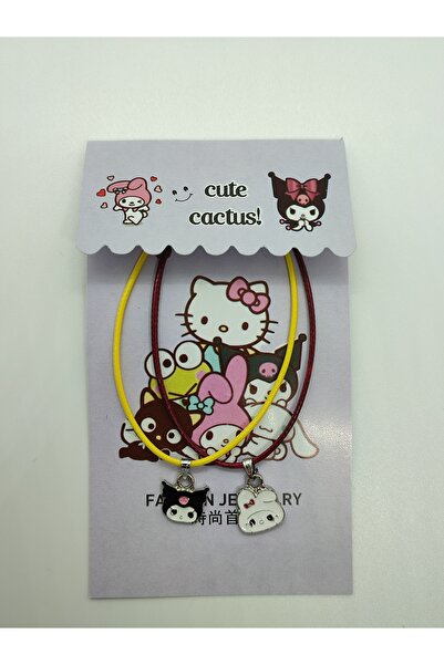 Kuromi Melody 2'li Arkadaşlık Kolyesi Çok Renkli Ayarlanabilir İpli 2 Adet