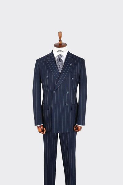 Kadir Büyükkaya Men's Swallow Collar Double Breasted Suit-Kax1276W