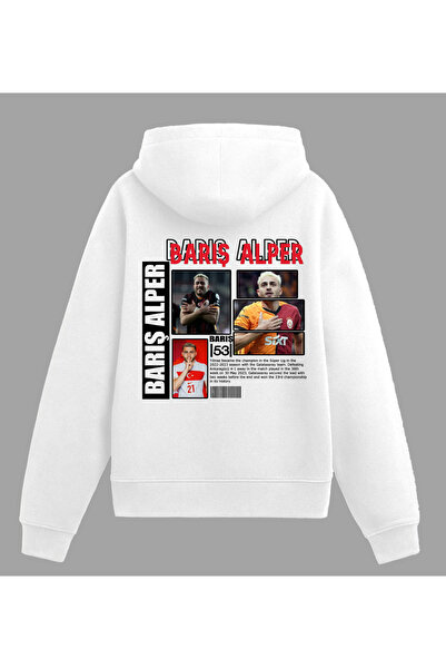 Edizen Barış Alper Yılmaz Premium Hoodie Unisex Oversize %100 Pamuk Beyaz Kap...