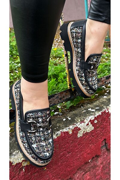 Mammamia 3770 Desenli Ortopedik Hafif Eva Taban Günlük Kadın Loafer Ayakkabı