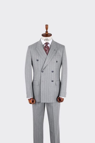 Kadir Büyükkaya Men's Swallow Collar Double Breasted Suit-Kax1276W