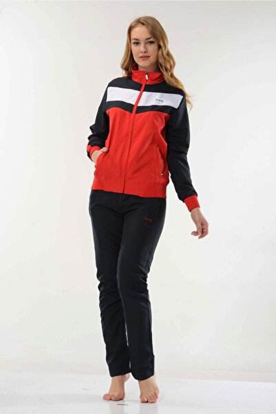 Fantasy Bayan Yarım Balıkçı Yaka Micropoly Kırmızı Eşofman Takımı (2058)