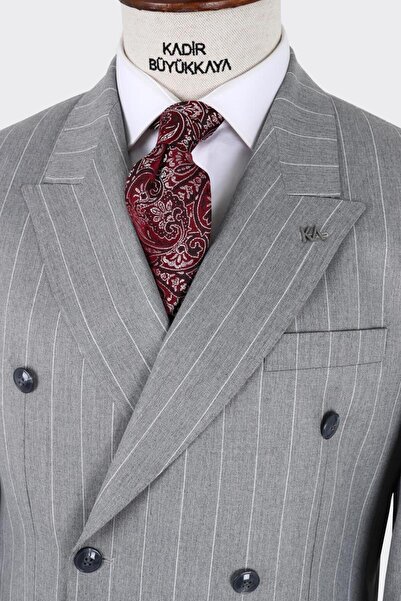 Kadir Büyükkaya Erkek Kırlangıç Yaka Kruvaze Takım Elbise-KAX1276W
