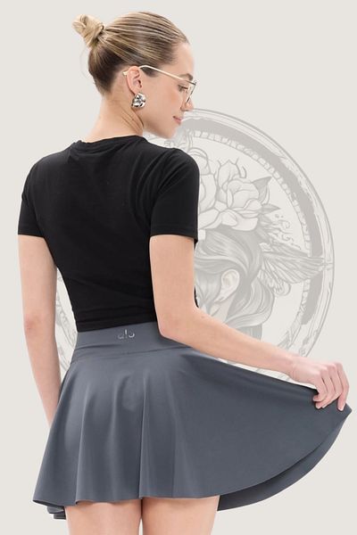 Hney Anthracite Women's High Waist Tights Shorts Skirt – Gathering – Suitable for Sports and Daily Use