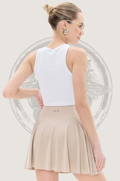Hney Cream Color Women's High Waist Tights Shorts Skirt – Gathering – Suitable for Sports and Daily Use