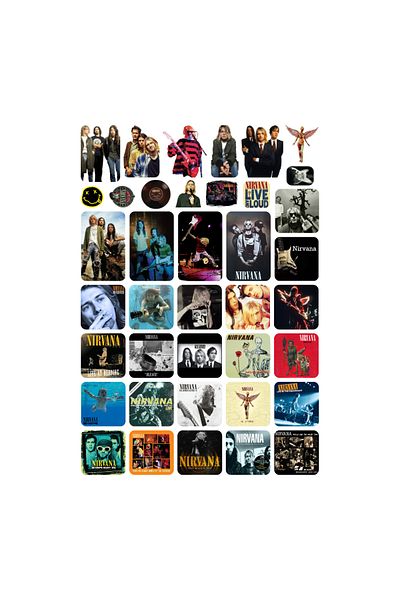 Ororabutik Σετ αυτοκόλλητων 39 τμχ Nirvana Rock Pop - Σετ αυτοκόλλητων Scrapbook Bullet Journal