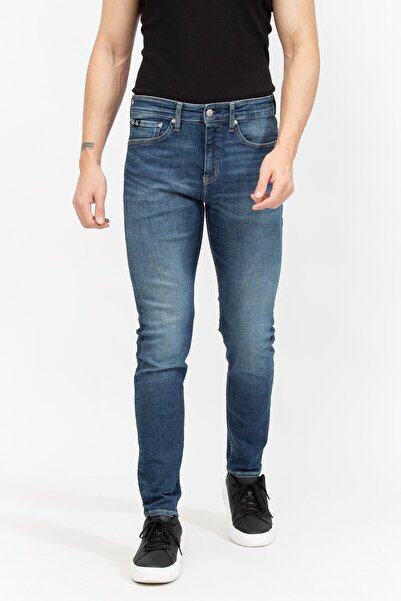 Calvin Klein Men's Denim Fabric Normal Waist Straight Model Navy Blue Jeans J...
