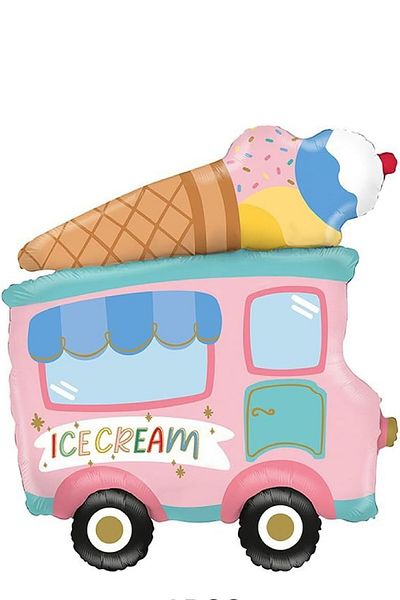 Bkmc 1Pc Ice Cream Truck Shaped Foil Balloons Birthday Balloon Hawaiian Themed Party