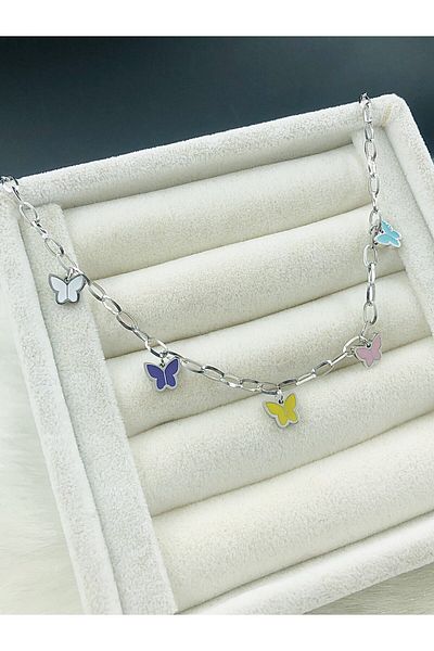 DS DİAMONDSHOP Steel Anklet Butterfly Model Byçlkhal- 202504555