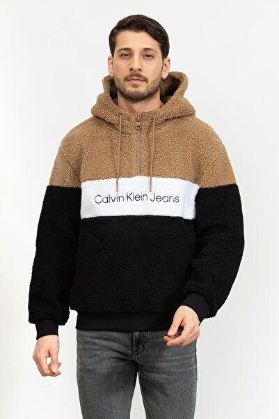 Calvin Klein Sherpa Blocking Erkek Kapüşonlu Sweatshirt