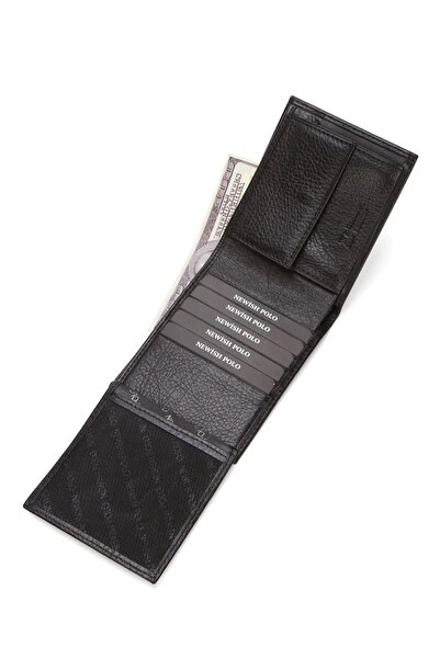 Newish Polo Men's Genuine Leather Side Model Coin Compartment Wallet and Card Holder