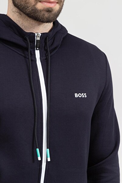 BOSS Çok Renkli Logolu Fermuarlı Kapüşonlu Sweatshirt
