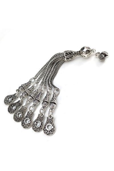 Selderesi 1 Adet Mikron Gümüş Kaplama Altı 6 Dallı Tesbih Püskülü