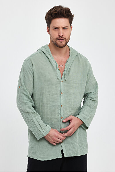 TCT TEKSTİL ΑΝΔΡΙΚΟ ΠΟΥΚΑΜΙΣΟ ΜΟΥΣΛΙΝΑ ΜΕ ΚΑΠΑΚΙ - 4010