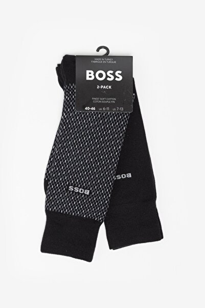 BOSS Minipattern Erkek 2li Çorap Siyah