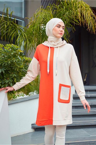 Alvina Stone Embroidered Rengk Blocked Tracksuit Tunic - 43558