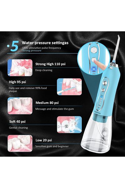 Youtrico 2025 NEW Water Dental Flosser Teeth Pick -Portable Oral Irrigator with 5 Modes-BL