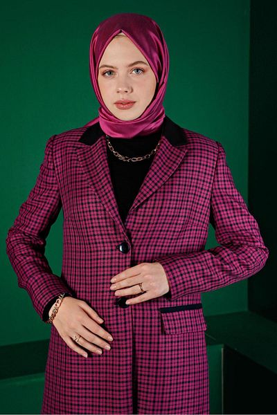 Alvina 30302 Model Plaid Patterned Double Pants Set
