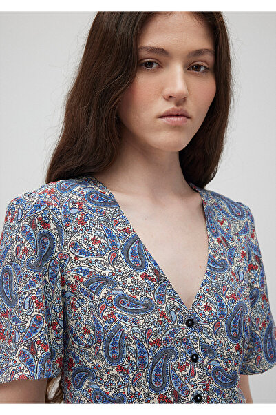 Mavi Baskılı Midi Elbise 1310584-88100