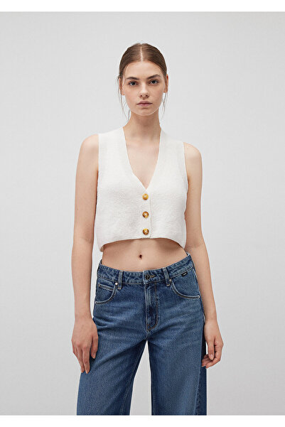 Mavi Short Cut White Knitwear Vest - Crop 1710475 -70057