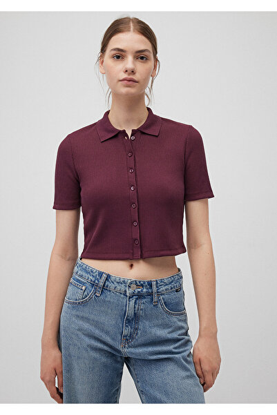 Mavi Claret Red Polo Crop T-shirt - Slim Fit, Slim Fit 1612646 -87830