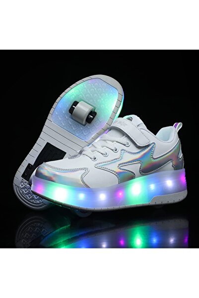 ETG Kids Roller Skates Light up Shoes with Double Wheel Shoes LED USB Charging Roller Sneakers