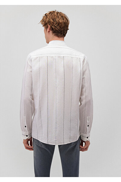 Mavi Çizgili Beyaz Gömlek Regular Fit / Normal Kesim 0211121-620